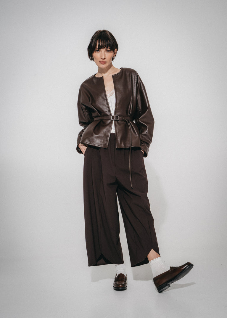 Rox eco leather jacket | Dark Brown