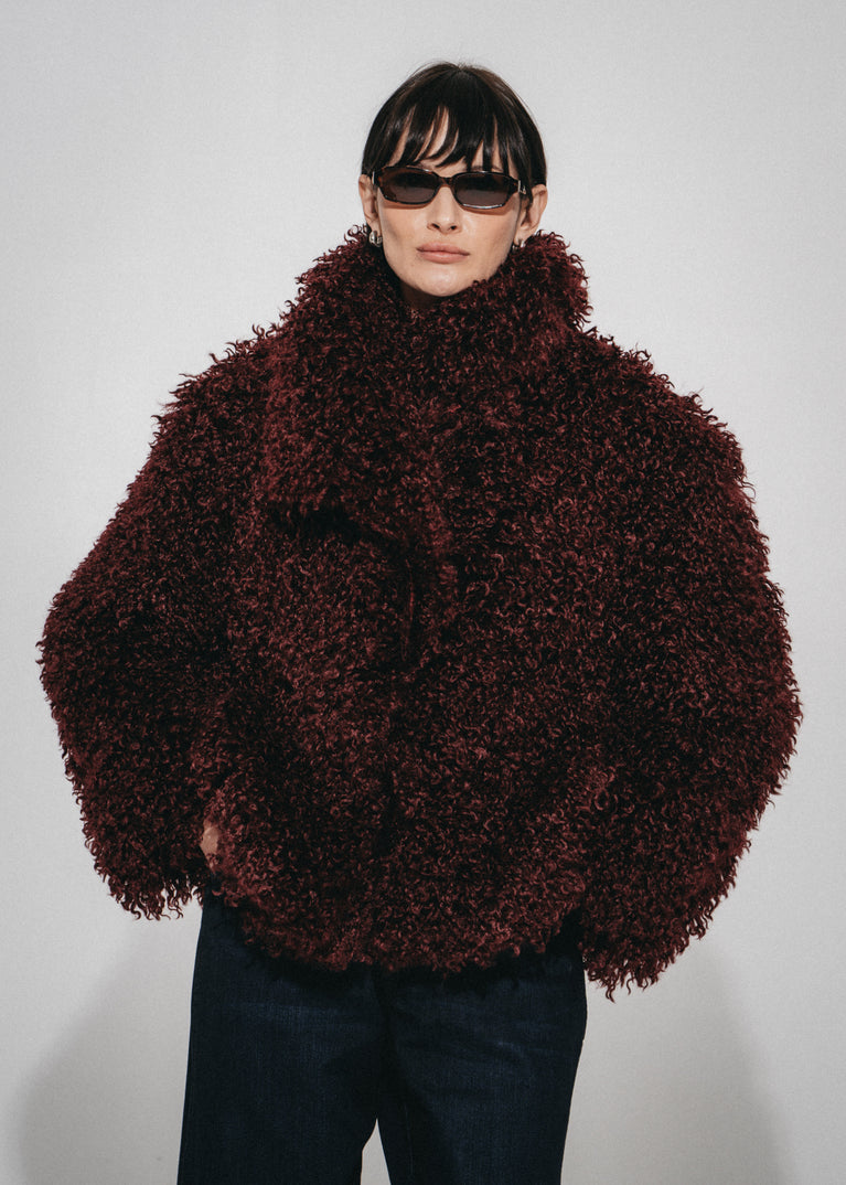 Studio Faux fur coat 61678 | Bordo