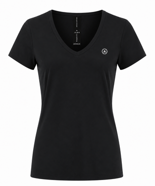 T-shirt con scollo a V, facile da indossare, cotone biologico | Nero
