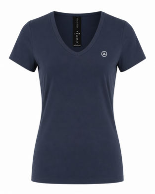 T-shirt con scollo a V, facile da indossare, cotone biologico | Blu
