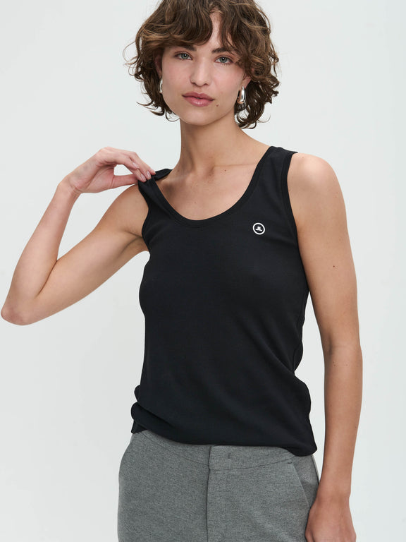 Top strappato facile da indossare Cotone organico | Nero