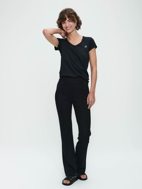 T-shirt con scollo a V, facile da indossare, cotone biologico | Nero