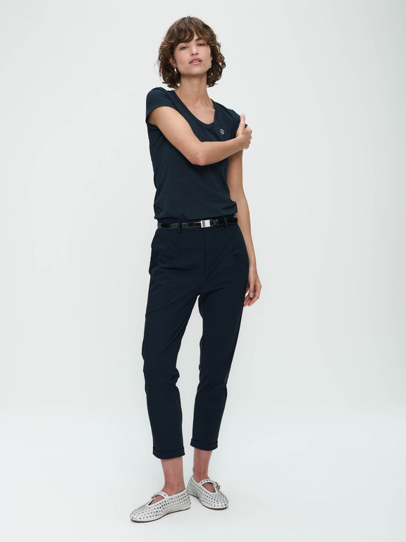 T-shirt con scollo a V, facile da indossare, cotone biologico | Blu