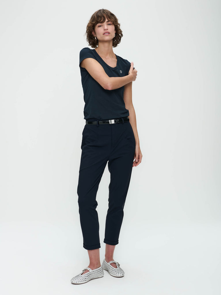 T-shirt con scollo a V, facile da indossare, cotone biologico | Blu