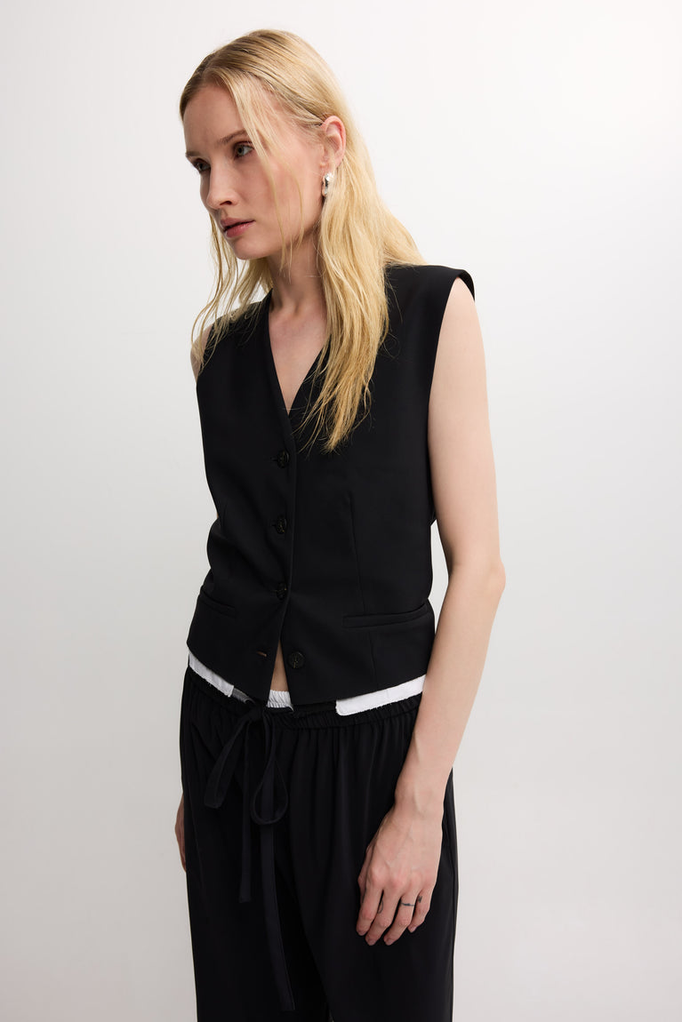 Kay strech technical jersey vest | Black