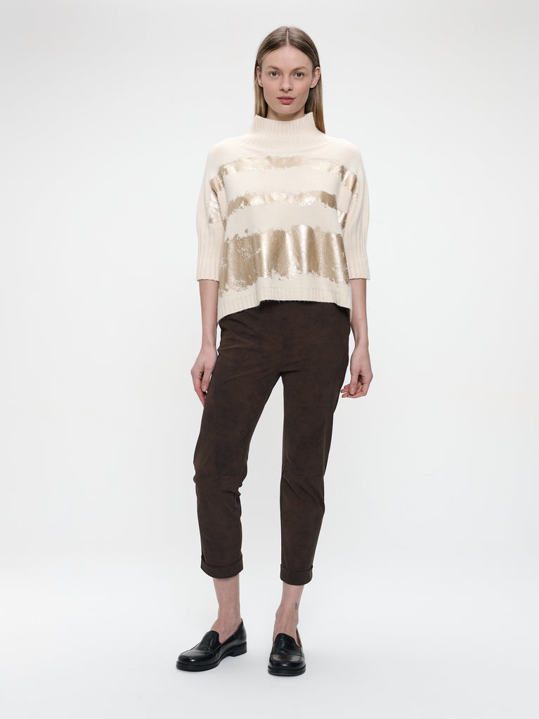 Pullover gold print NB2404 | Beige Gold