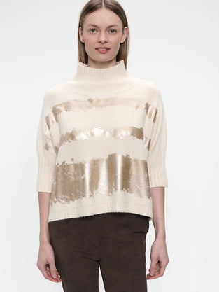 Pullover gold print NB2404 | Beige Gold