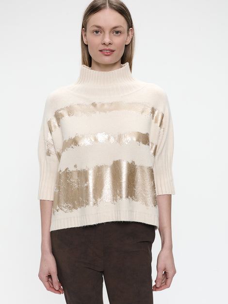 Pullover gold print NB2404 | Beige Gold