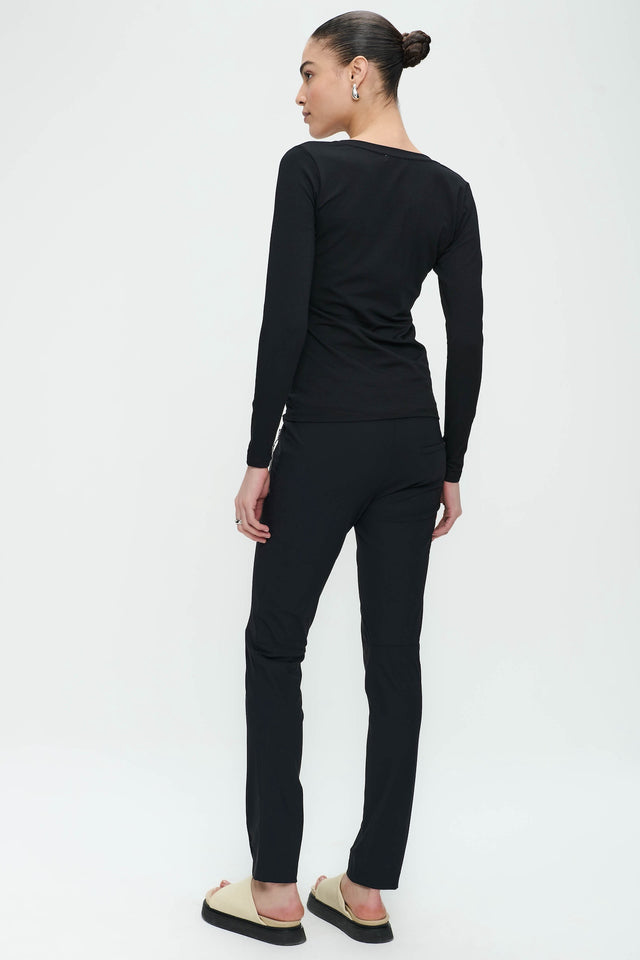 Pantalone Emma gamba dritta fit Jersey tecnico | Nero
