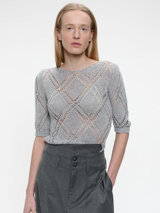 Openwork top with sequins 9040 | Silver