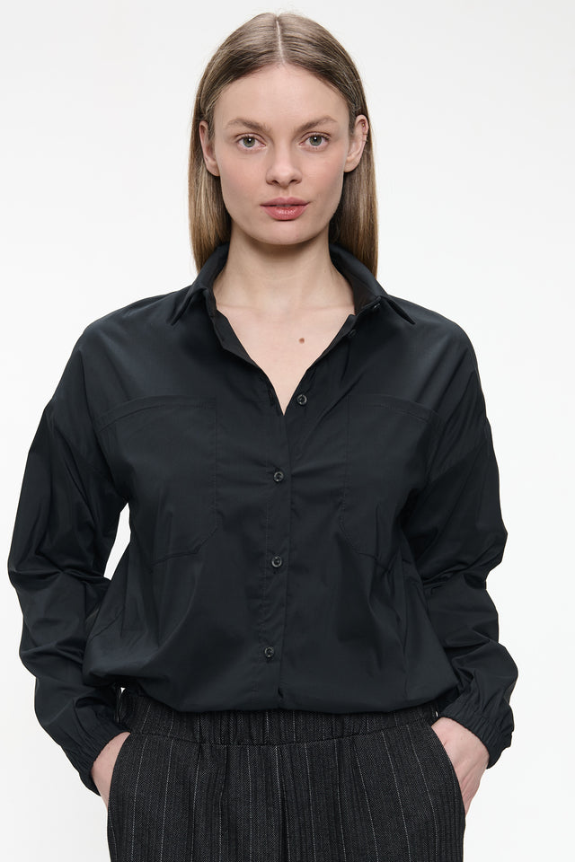 Aneta cotton poplin blouse | Black