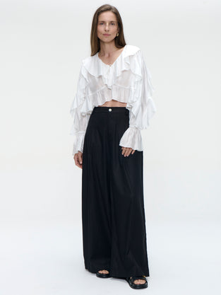 Saby ruffled viscose blouse | White