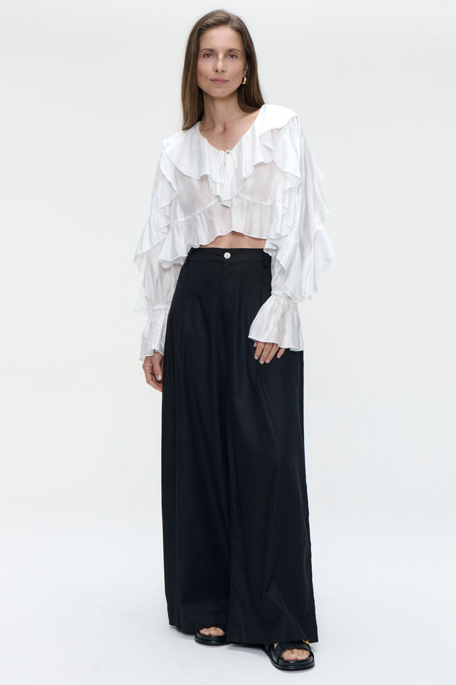 Takara linen mix pants | Black