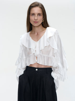 Saby ruffled viscose blouse | White