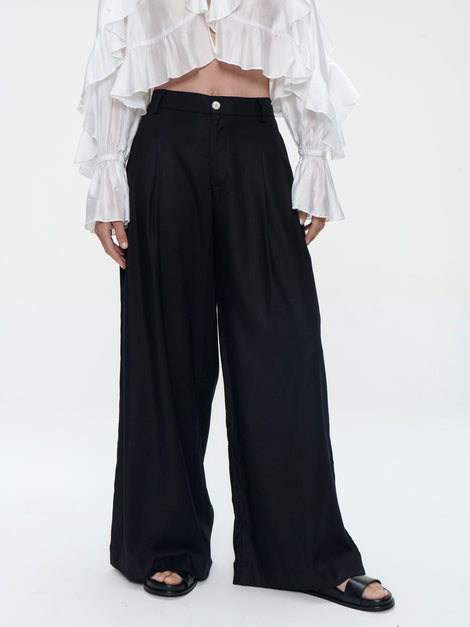 Takara linen mix pants | Black