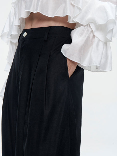Takara linen mix pants | Black
