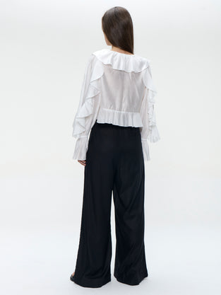Saby ruffled viscose blouse | White
