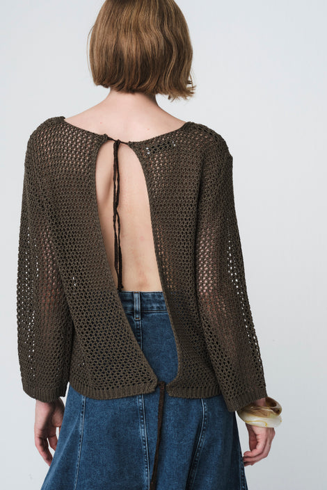 Open-back sweater 2041 | Green