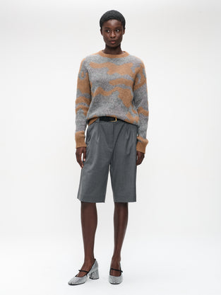 Pullover shiny inlay H25171 | Cognac