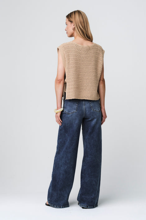 Open cotton Vest 2017 | Beige