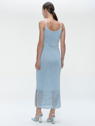 Knit Viscose lurex Dress E23107R | Light Blue
