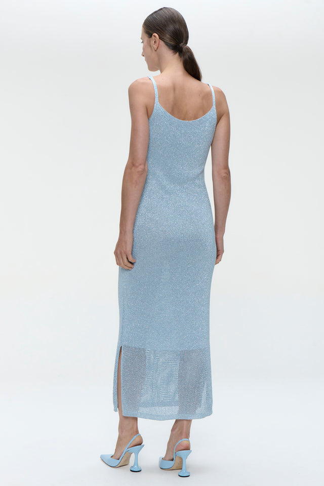 Knit Viscose lurex Dress E23107R | Light Blue