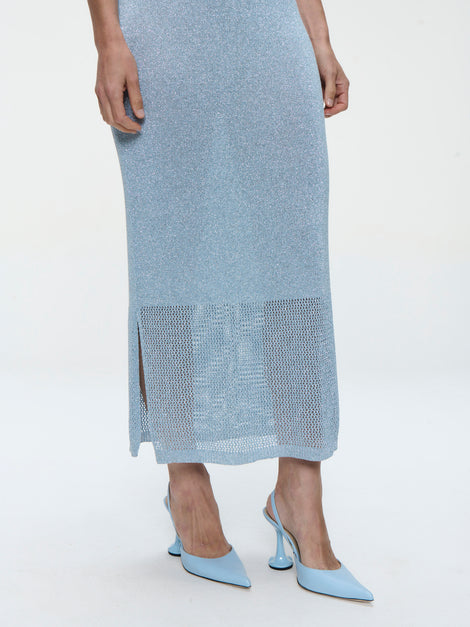 Knit Viscose lurex Dress E23107R | Light Blue