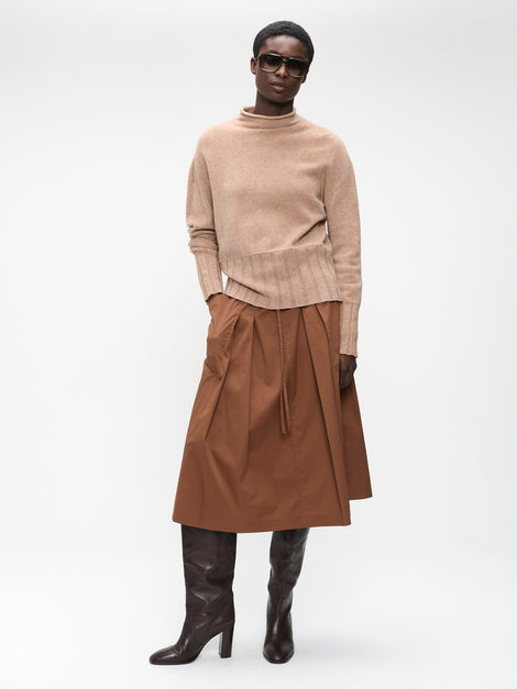 Raffaele poplin skirt | Camel