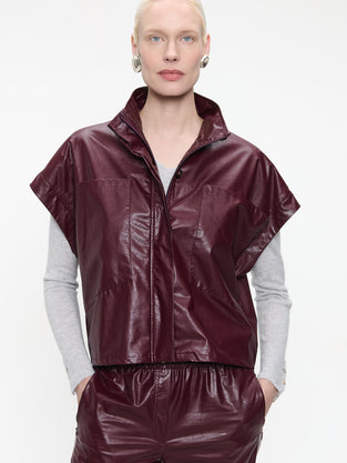 Paola eco leather blouse | Bordo