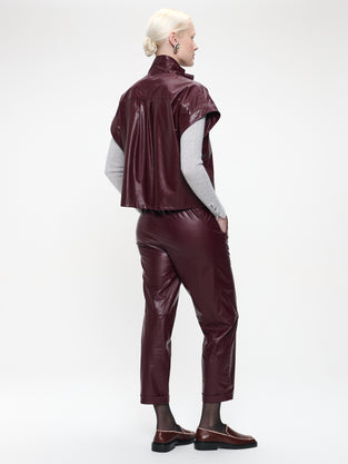 Paola eco leather blouse | Bordo