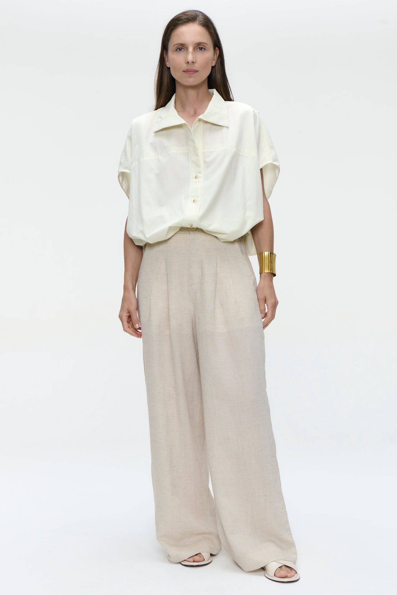 Hamako linnen mix pants | Beige