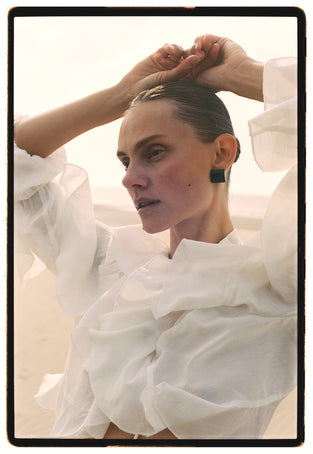 Saby ruffled viscose blouse | White