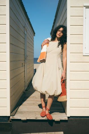 Satomi taffeta dress | Beige