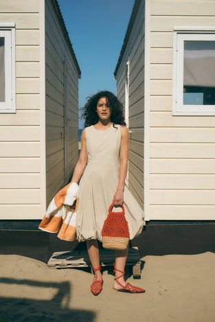 Satomi taffeta dress | Beige