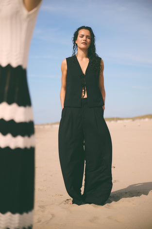 Takara linen mix pants | Black