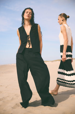 Takara linen mix pants | Black