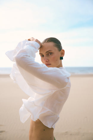 Saby ruffled viscose blouse | White