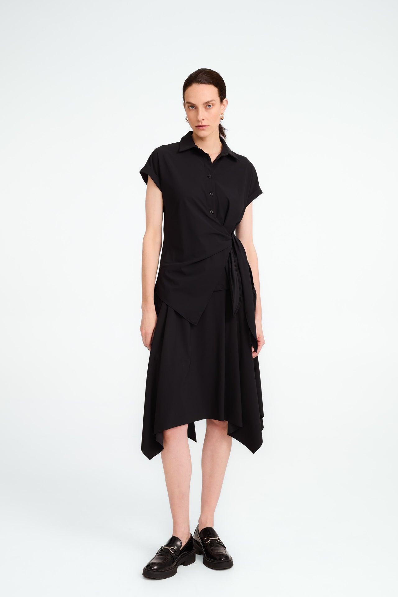 Aston strech technical jersey blouse | Black