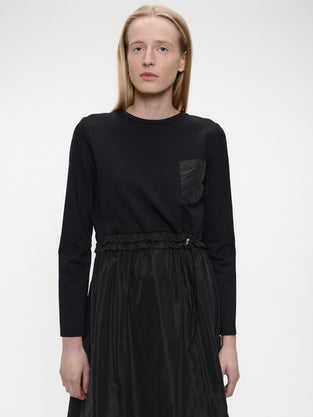 Ester mix cotton taffeta dress | Black