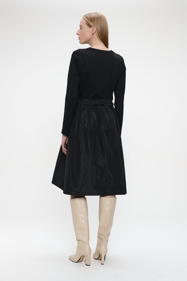 Ester mix cotton taffeta dress | Black
