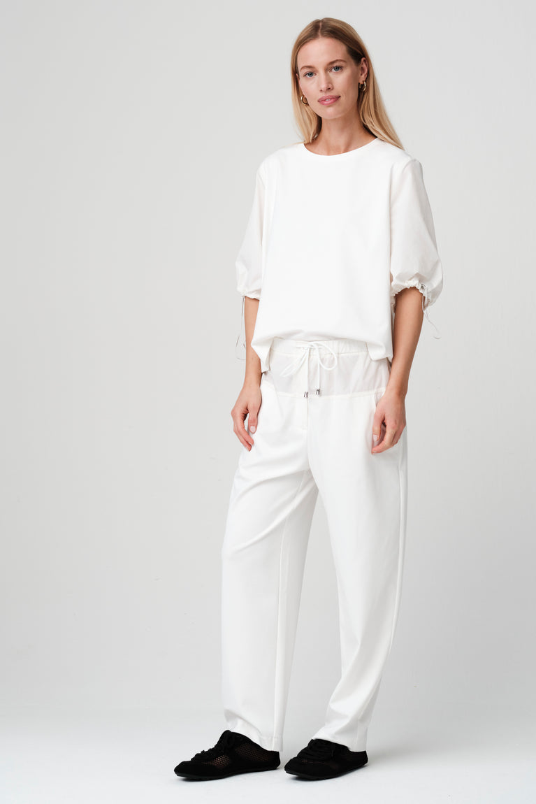 Pamela jersay/tafeta mix blouse | Off White
