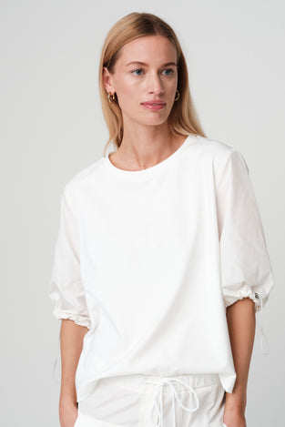 Pamela jersay/tafeta mix blouse | Off White