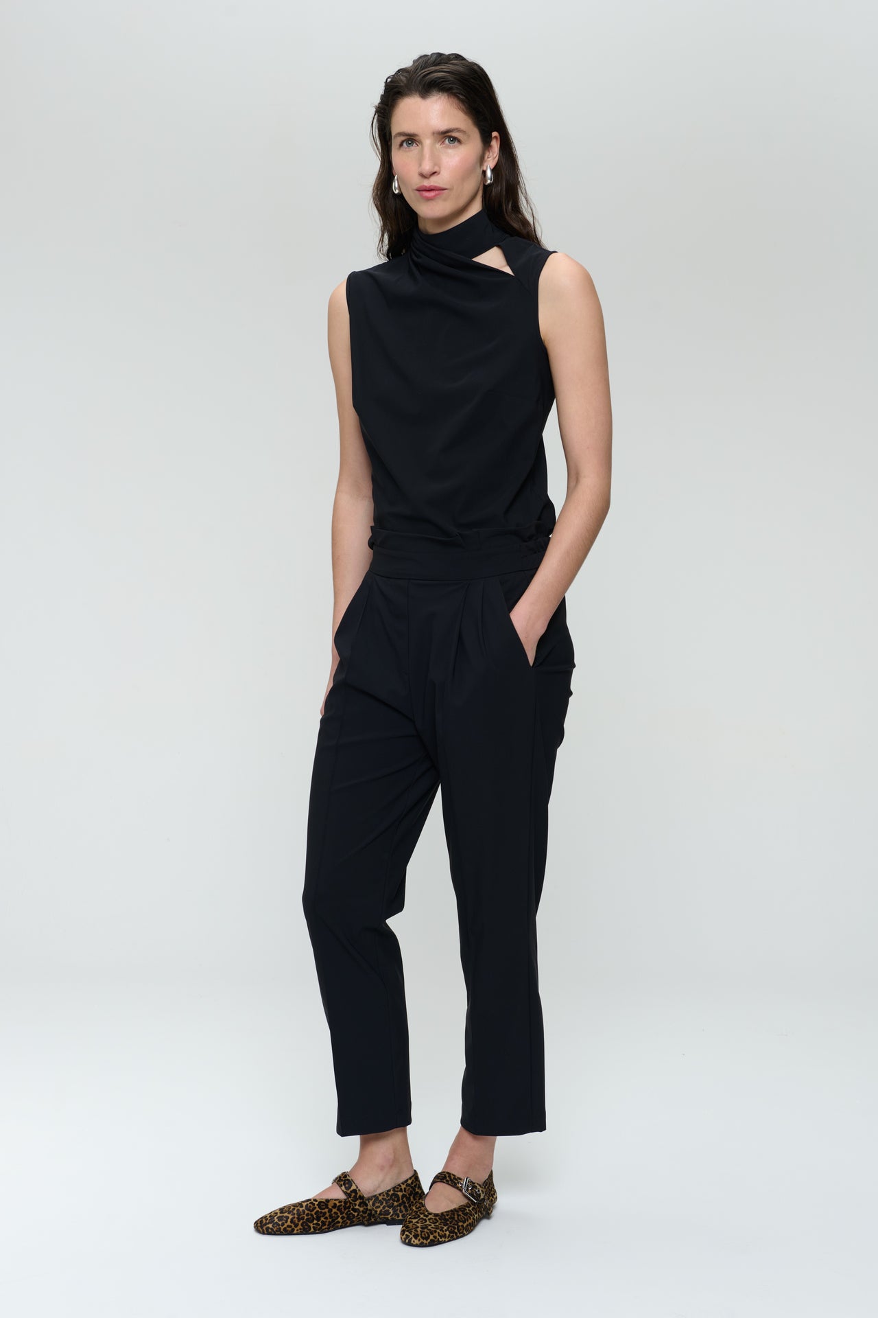 Naomi strech technical jersey top | Black