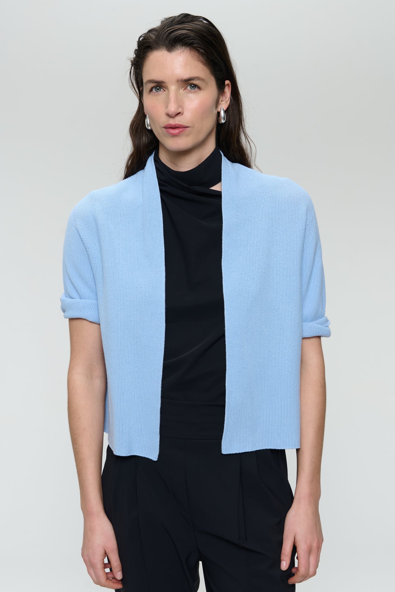 Seamless cotton cardigan 394 | Azzurro