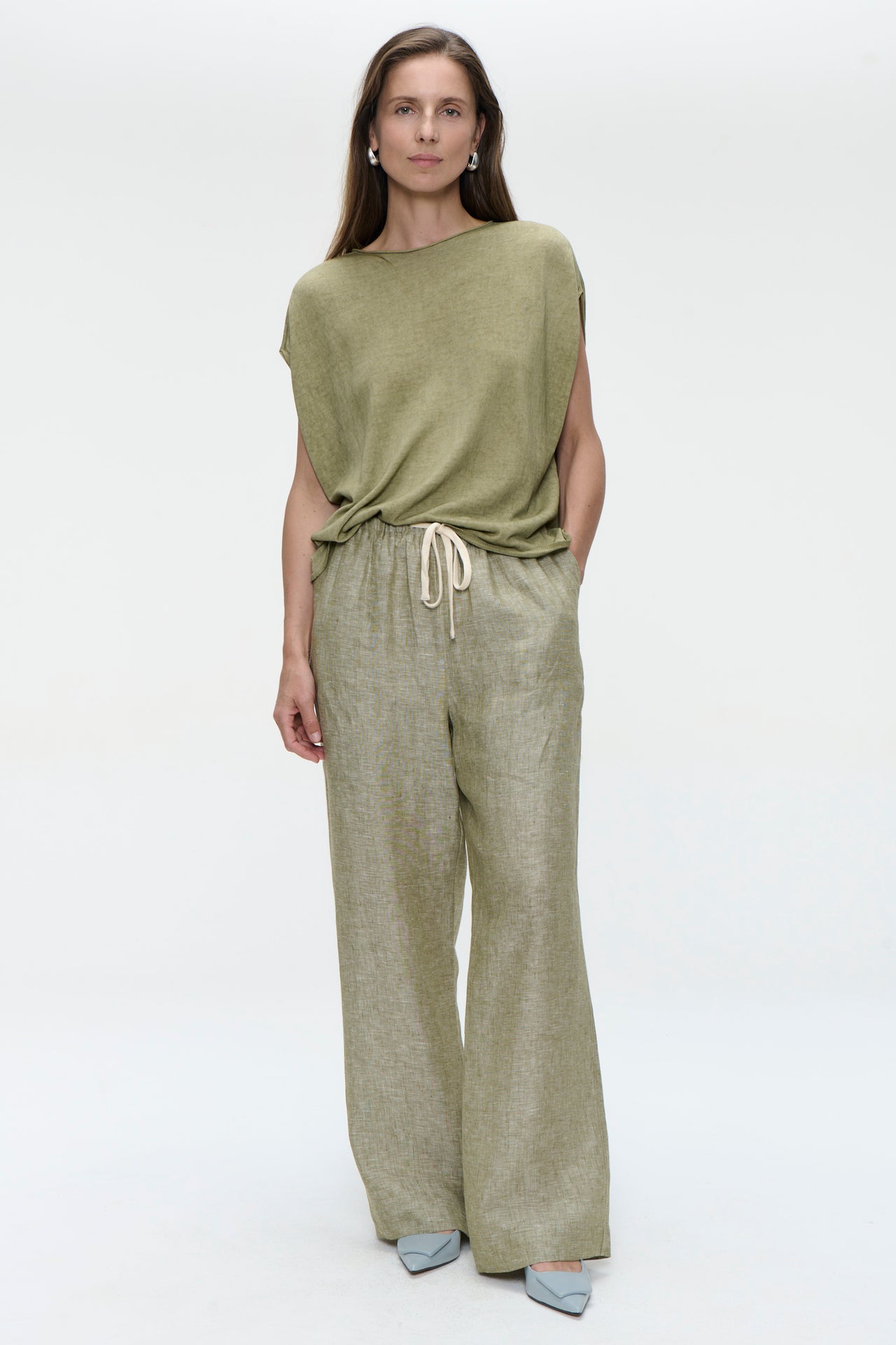 Folly linnen pants | Green Melange
