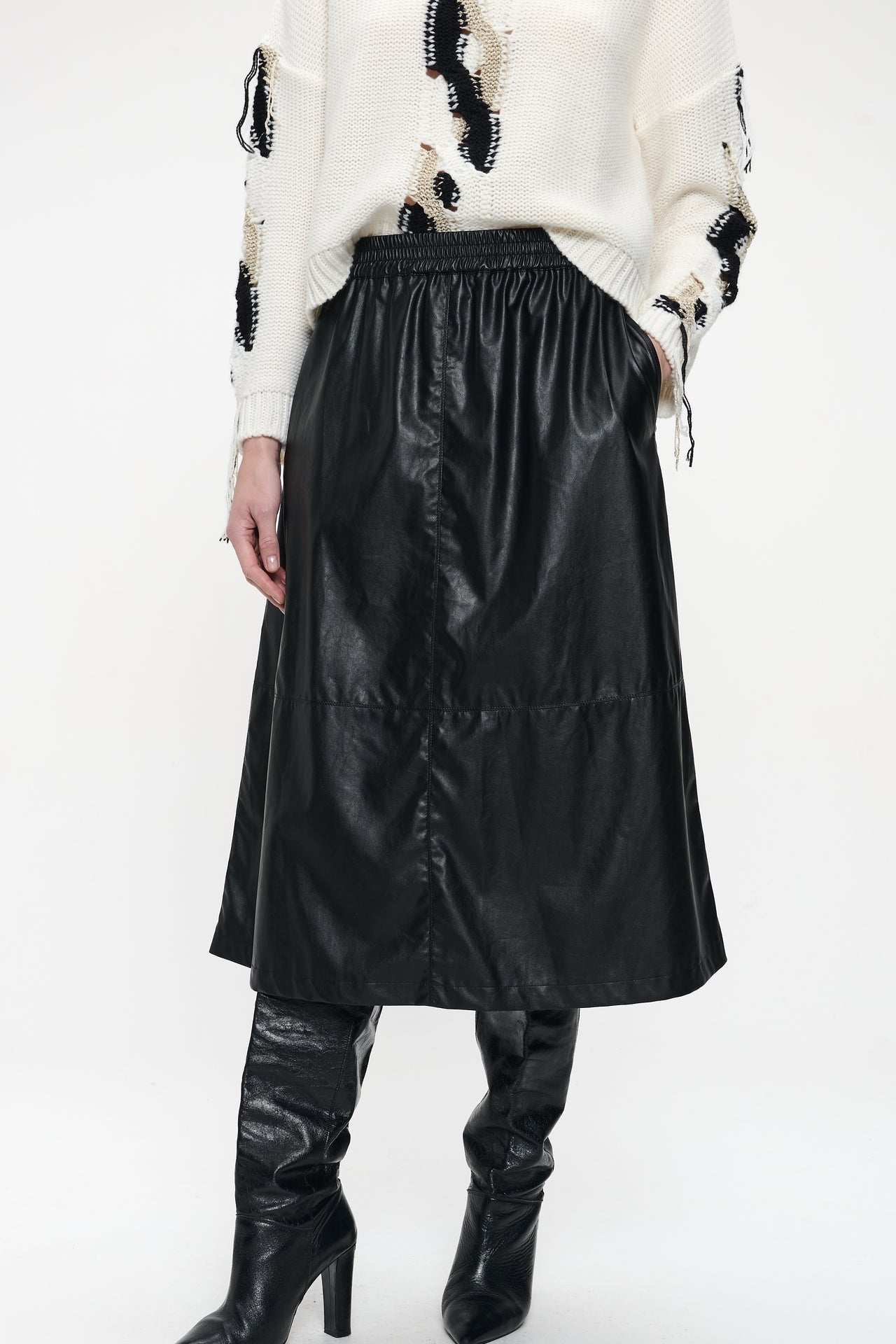 Nitty eco leather skirt | Black