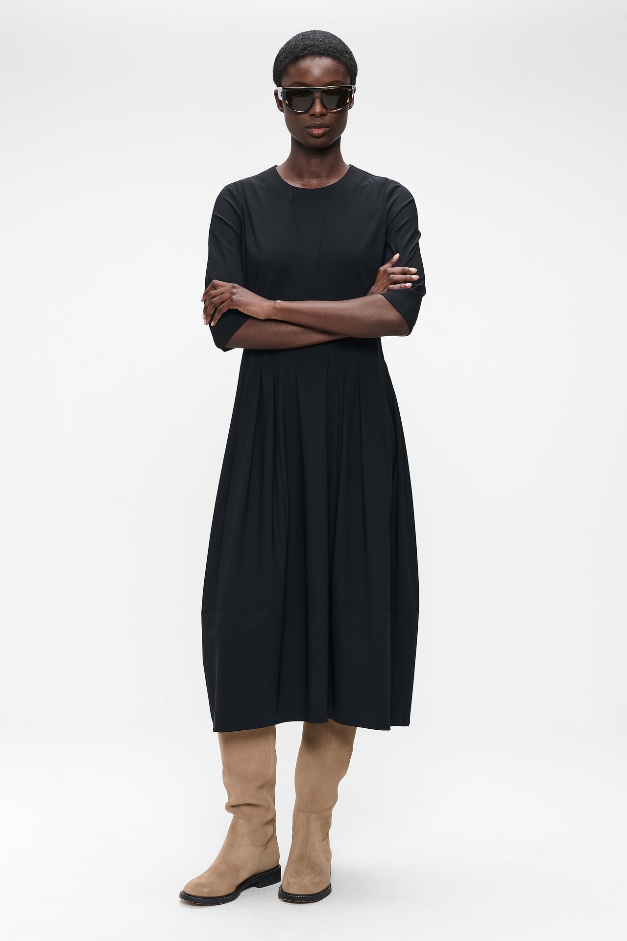 Heide tech jersay dress LS | Black