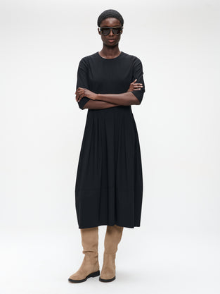 Heide tech jersay dress LS | Black