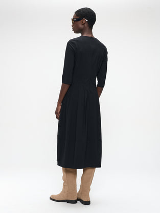 Heide tech jersay dress LS | Black