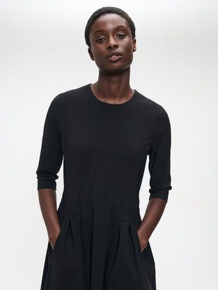 Heide tech jersay dress LS | Black